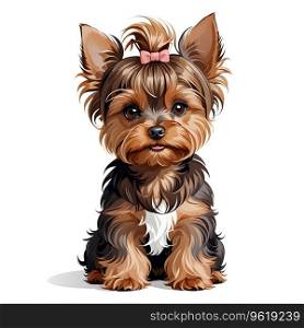 yorkshire terrier miniature small dog puppy in cartoon style on white background