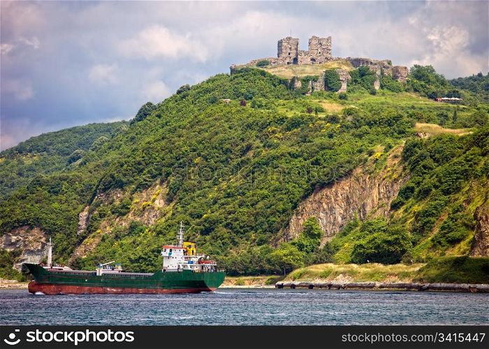 Yoros castle on the Bosphorus Strait at the top of a scenic hill in Turkey
