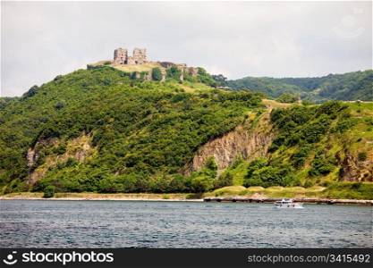 Yoros castle on the Bosphorus Strait at the top of a scenic hill in Turkey