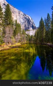 Yosemite Merced River and el Capitan in California National Parks US