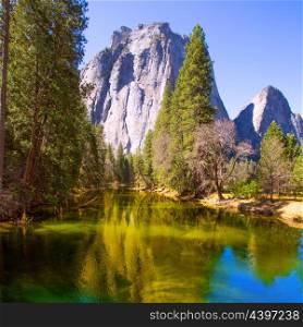 Yosemite Merced River and Half Dome in California National Parks US