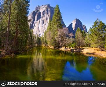 Yosemite Merced River and Half Dome in California National Parks US