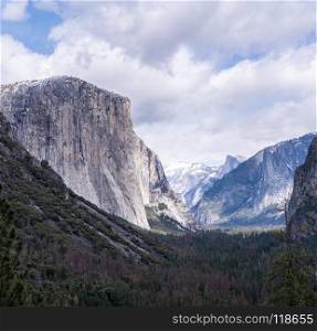 Yosemite national Park . Tunnel View of Yosemite national Park in California San Francisco USA