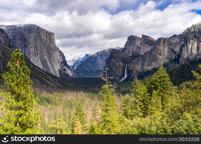 Yosemite national Park . Tunnel View of Yosemite national Park in California San Francisco USA