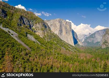 Yosemite National Park Valley summer landscape from Tunnel View. California, USA.