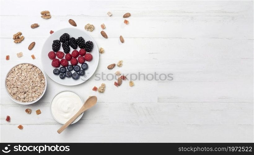 yougurt with fruits copy space. High resolution photo. yougurt with fruits copy space. High quality photo
