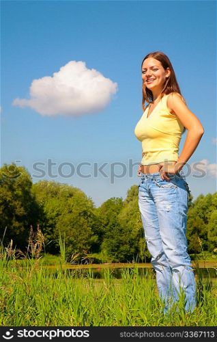 Youmg woman posing in park