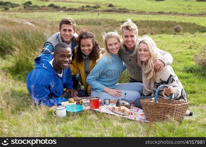 Young adults on country picnic