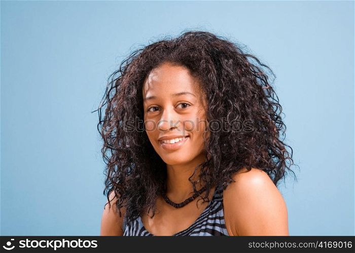Young African American Woman with Wild Hair