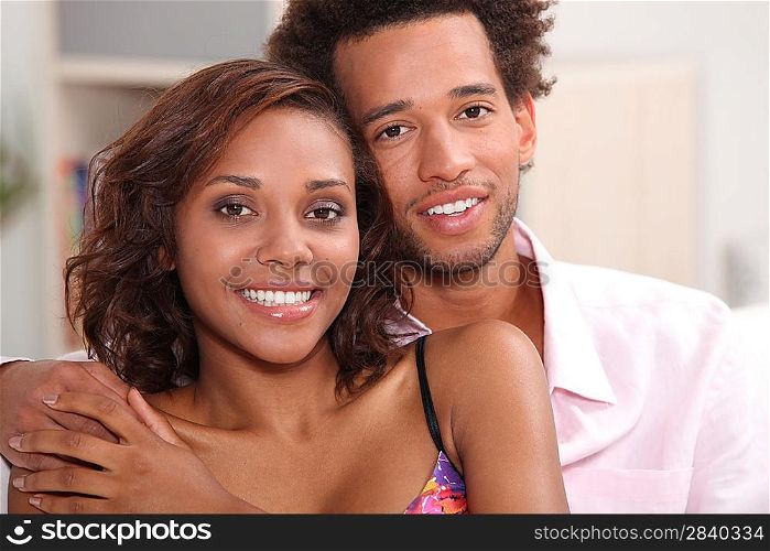 Young African couple at home