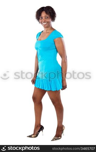 Young African woman a over white background