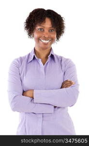 Young African woman a over white background