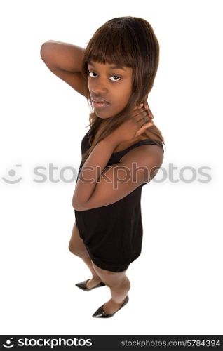 young african woman full body, isolated on white