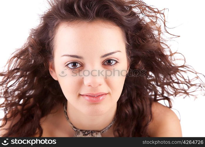 Young and beautiful brunette portrait - isolated