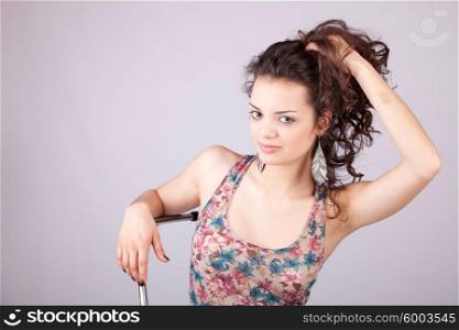 Young and beautiful brunette portrait - isolated