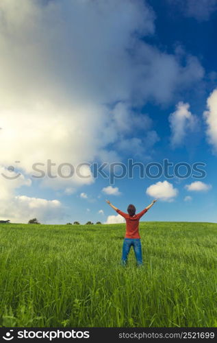 Young and beautiful woman feeling the nature