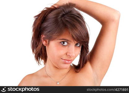 Young and beautiful woman portrait - isolated