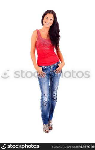 Young and beautiful woman posing full body