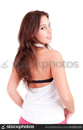 Young and beautiful woman posing - isolated