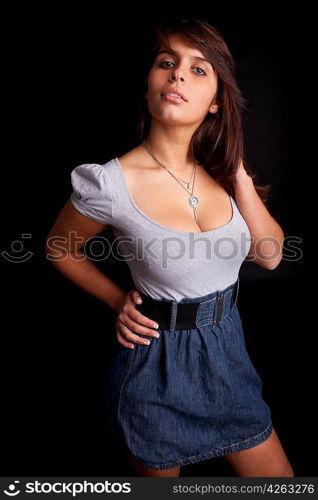 Young and beautiful woman posing - isolated