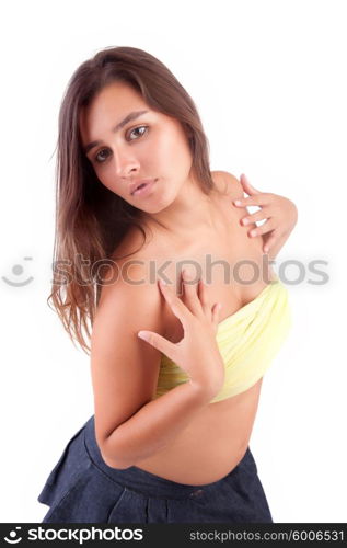 Young and beautiful woman posing - isolated