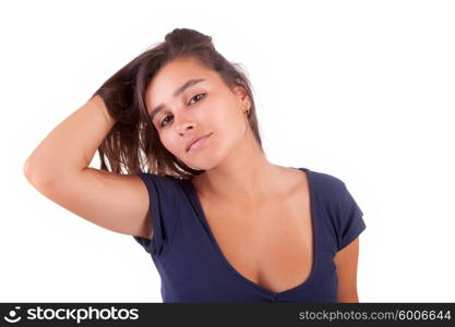 Young and beautiful woman posing - isolated