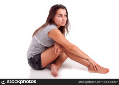 Young and beautiful woman posing - isolated