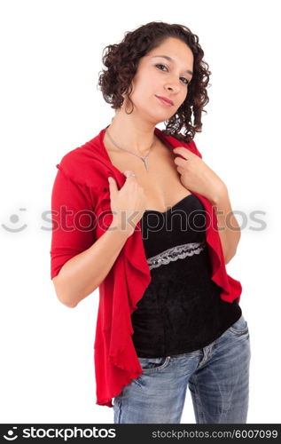 Young and beautiful woman posing - isolated