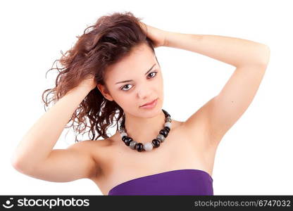 Young and beautiful woman posing - isolated