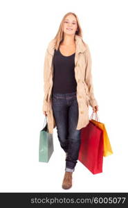 Young and beautiful woman with shopping bags