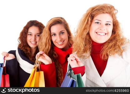 Young and beautiful women with shopping bags