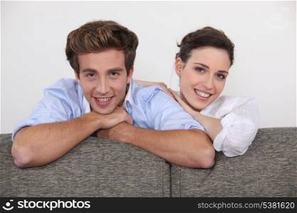 young and relaxed couple in lounge