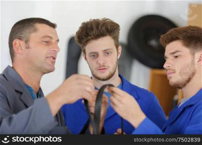 young apprentices in mechanical school
