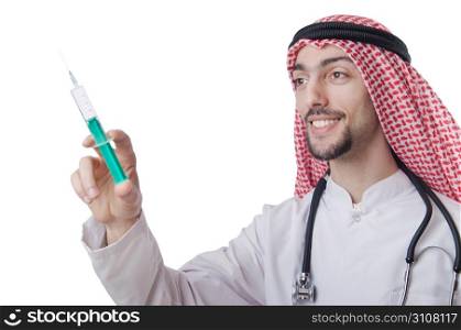 Young arab doctor isolated on white