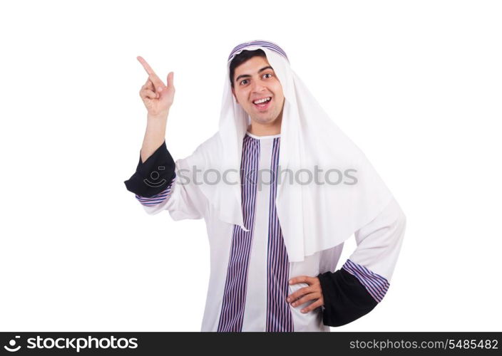 Young arab man isolated on white