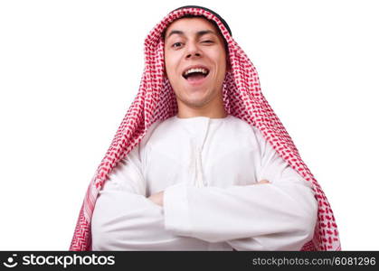 Young arab man isolated on white