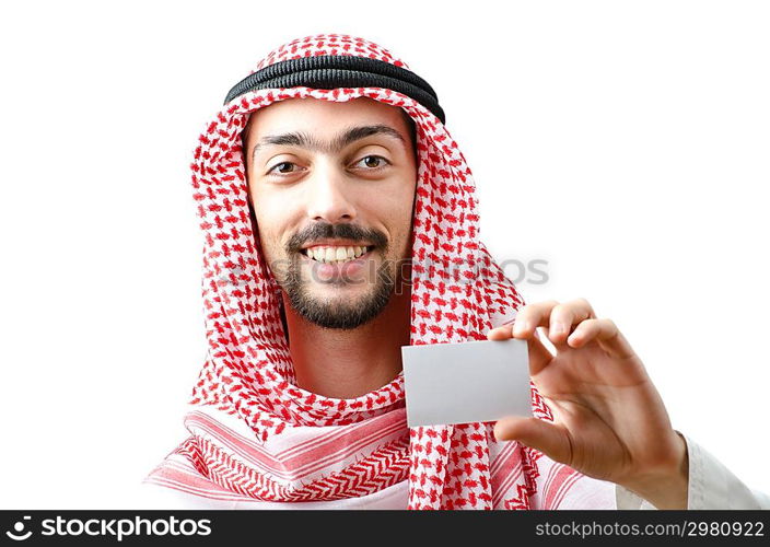 Young arab with blank message