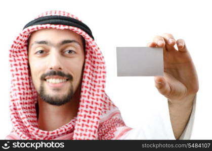 Young arab with blank message