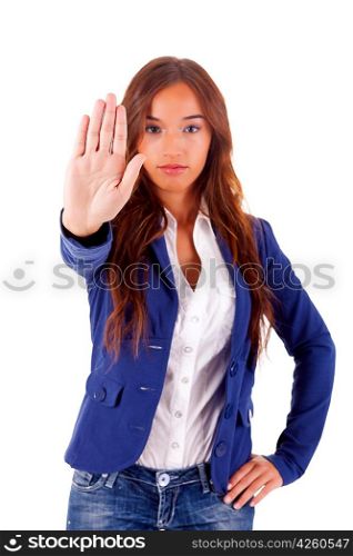 Young asian business woman making stop sign