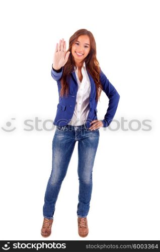 Young asian business woman making stop sign
