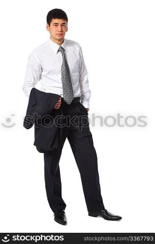 young asian businessman with jacket in hand