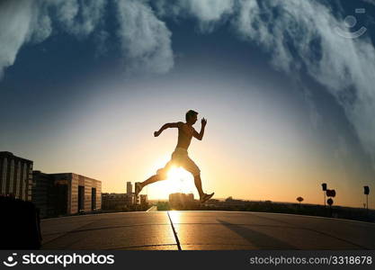 young athletic man runing