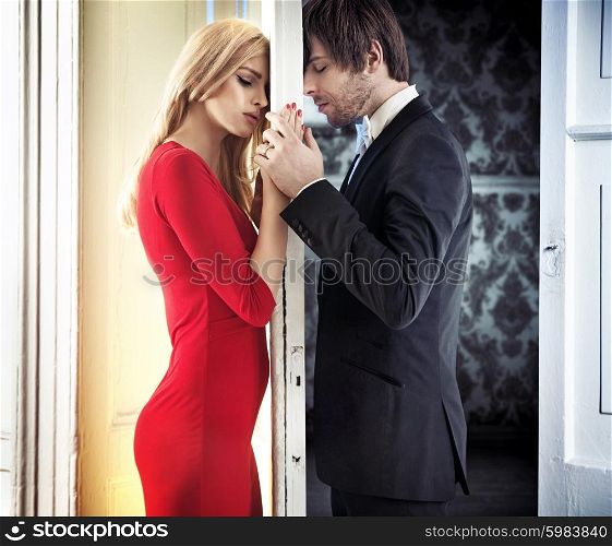 Young attractive couple in romantic mood