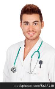 Young attractive doctor isolated on a white background