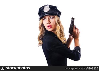 Young attractive woman police