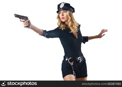 Young attractive woman police