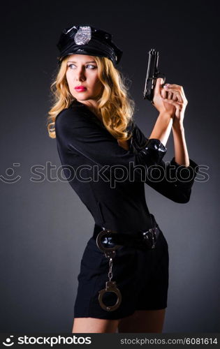 Young attractive woman police