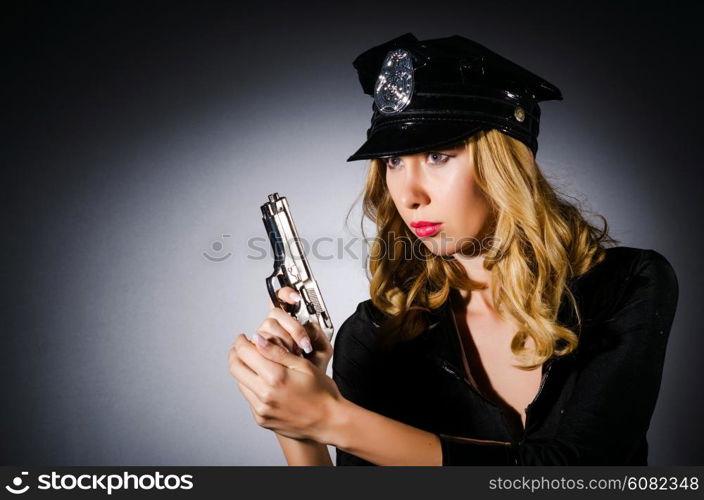 Young attractive woman police