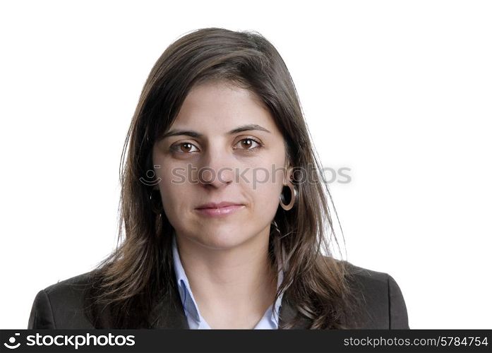 young attractive woman portrait, over white background