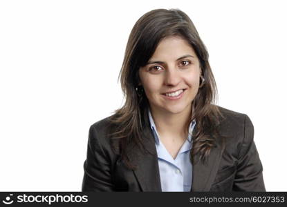 young attractive woman portrait, over white background